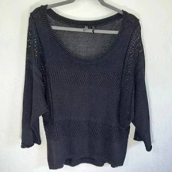 GUESS Women's Black Sheer Open Knit Pullover Sweater Size Large‎ - Picture 1 of 7